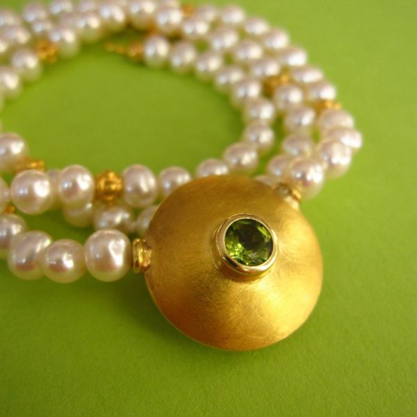 Collier Perlen Gold Silber Peridot