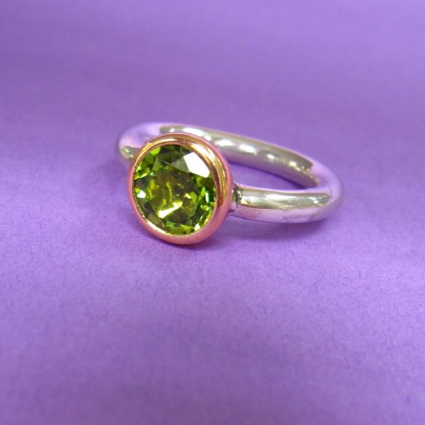 Silber Gold Ring grünem Peridot