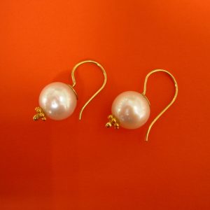 Süßwasser Perlen Gold Ohrhänger, 750-Goldbügel, Abschluß-Krönchen