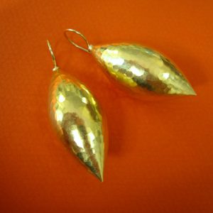 Oliven Ohrhänger gehämmert Silber und Gold