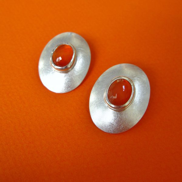 Ovale Karneol Clips in 925 Sterling Silber