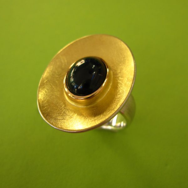 Ovaler Turmalin Ring in 900 Gold und Silber