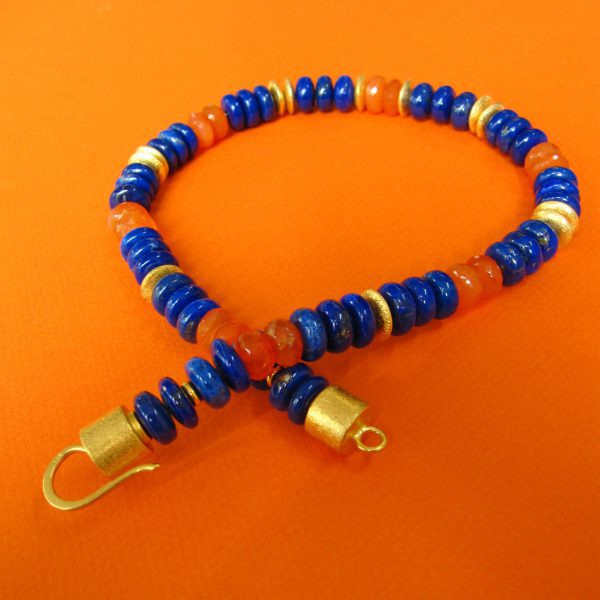 Lapis Royal und Karneol Collier 45 cm