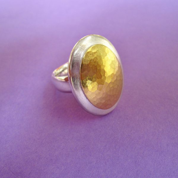 Silber Ring mit Goldoval